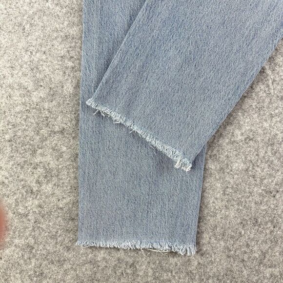 Abercrombie Fitch Bareback Jeans Womens 25 Front Yoke Light Wash Raw Uneven Hem* - Picture 10 of 16